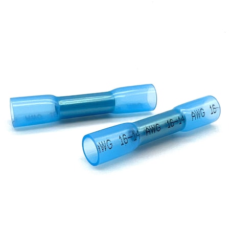 Boltsandnuts.Com Butt Splice Wire Connector, 14 AWG Max, Blue, 600 V, 100 PK EL-1614-BUTT-HSB-100